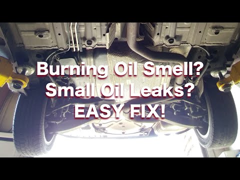 Car has burning oil smell when stopped EASY FIX! 2004 Saab 9-3 oil leaks